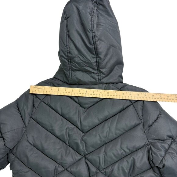 Women’s Reversible Hooded Winter Coat Puffer Jacket Black/White Faux Fur Size L - Picture 7 of 13